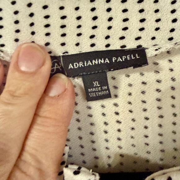 Adrianna Papell Polka Dot Blouse Womens XL Ruffle Neck Long Sleeve Top - Picture 4 of 7